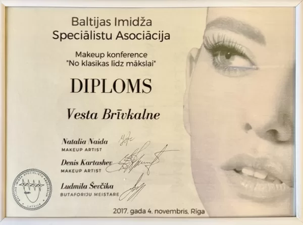 Baltijas Imidža speciālistu asociācijas diploms, konference "No klasikas līdz mākslai"