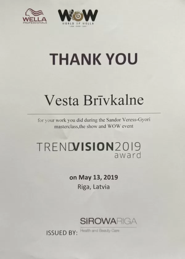 Награда TrendVision 2019 Award, мастер-класс Sandor Veress-Gyori