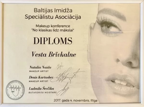 Baltic Image Specialists Association diploma, "From Classics to Art" conference